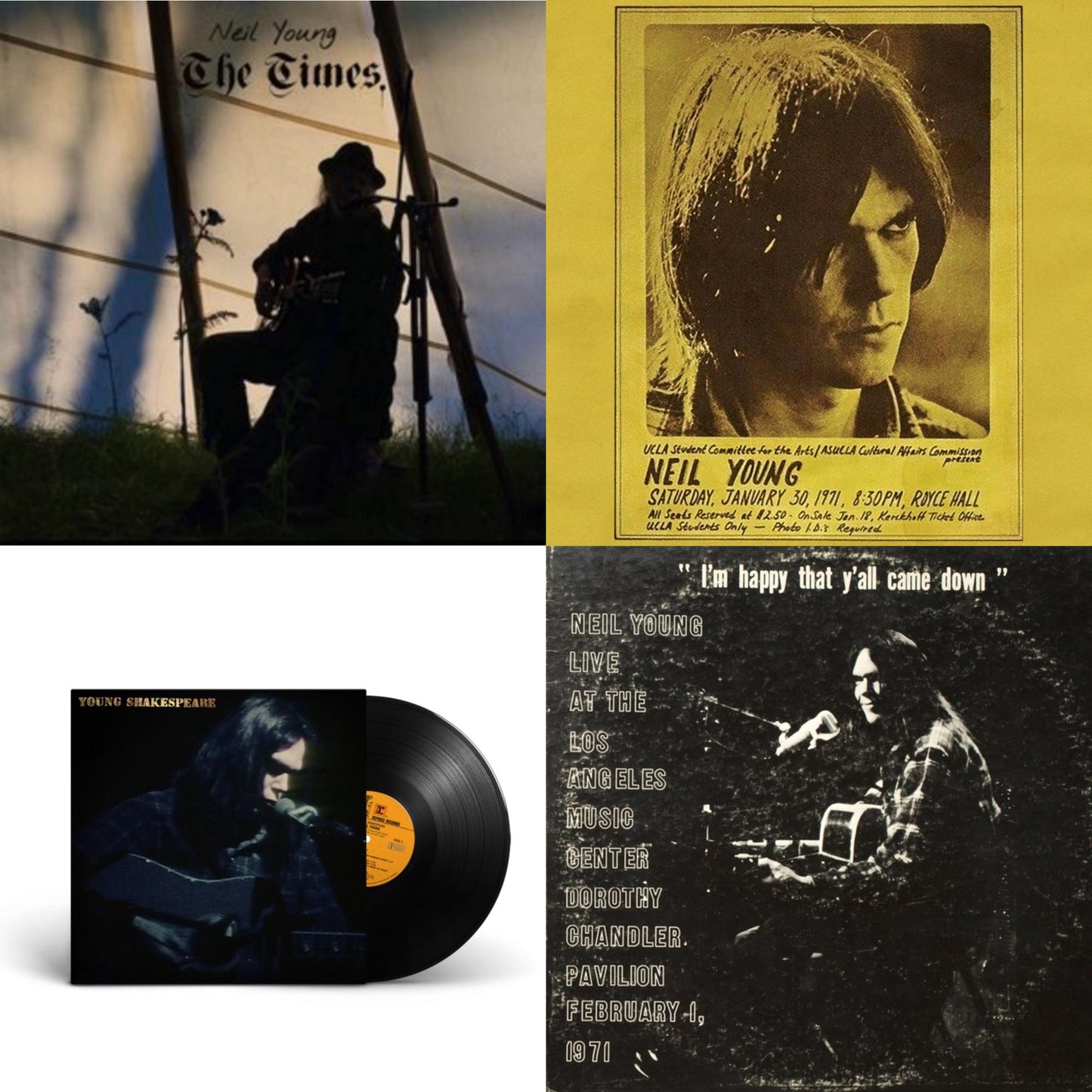 Neil Young - Royce Hall 1971 & Dorothy Chandler Pavilion 1971 & Times & Young Shakespeare - LP Vinyl Bundle