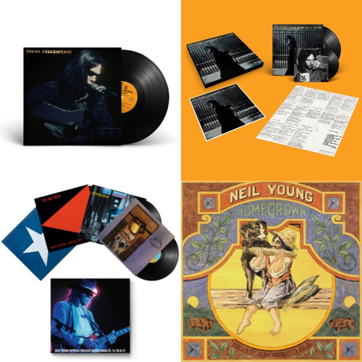Neil Young - Young Shakespeare & After The Gold Rush (50Th Anniv Ed) & Official Release Series Discs 13, 14, 20 & 21 & Homegrown - LP Vinyl Bundle