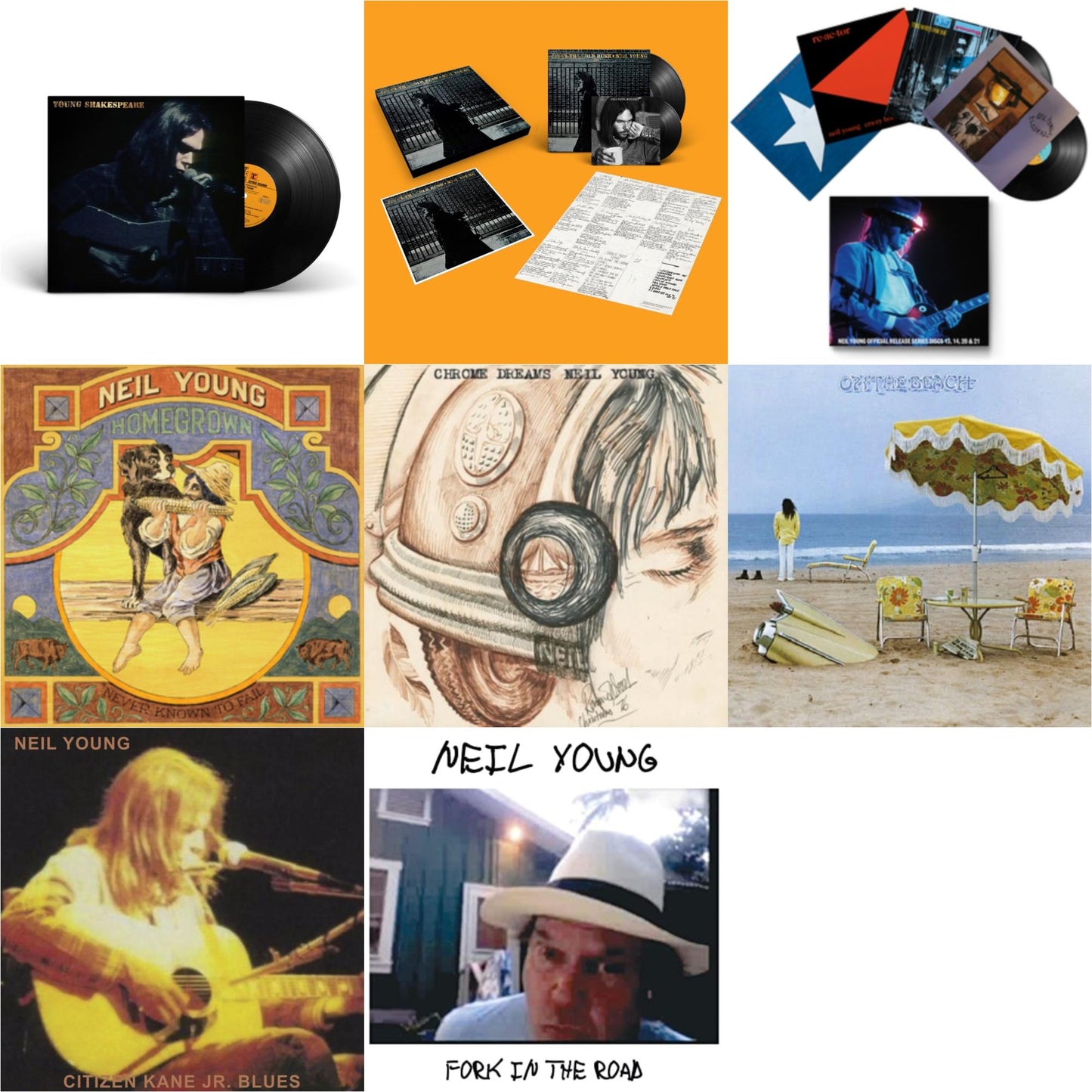 Neil Young - Chrome Dreams (2LP) & Citizen Kane Jr. Blues 1974 (Live At The Bottom Line) & Young Shakespeare & After The Gold Rush (50Th Anniv Ed) & Official Release Series Discs 13, 14, 20 & 21 & Homegrown & On The Beach & Fork In The Road (140G)