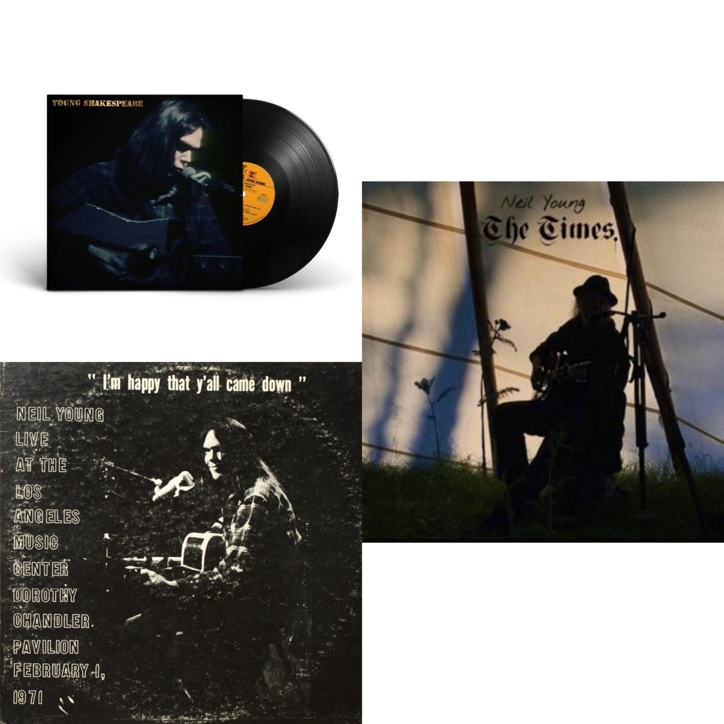 Neil Young - Dorothy Chandler Pavilion 1971 & Times & Young Shakespeare - LP Vinyl Bundle