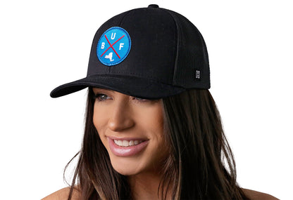 Buffalo Trucker Hat  |  Blue Red BUF X  |  Black Snapback