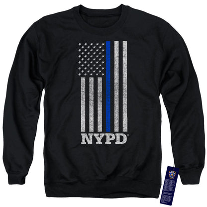 New York City Thin Blue Line Mens Crewneck Sweatshirt Black