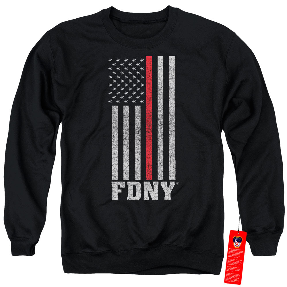 New York City Thin Red Line Mens Crewneck Sweatshirt Black