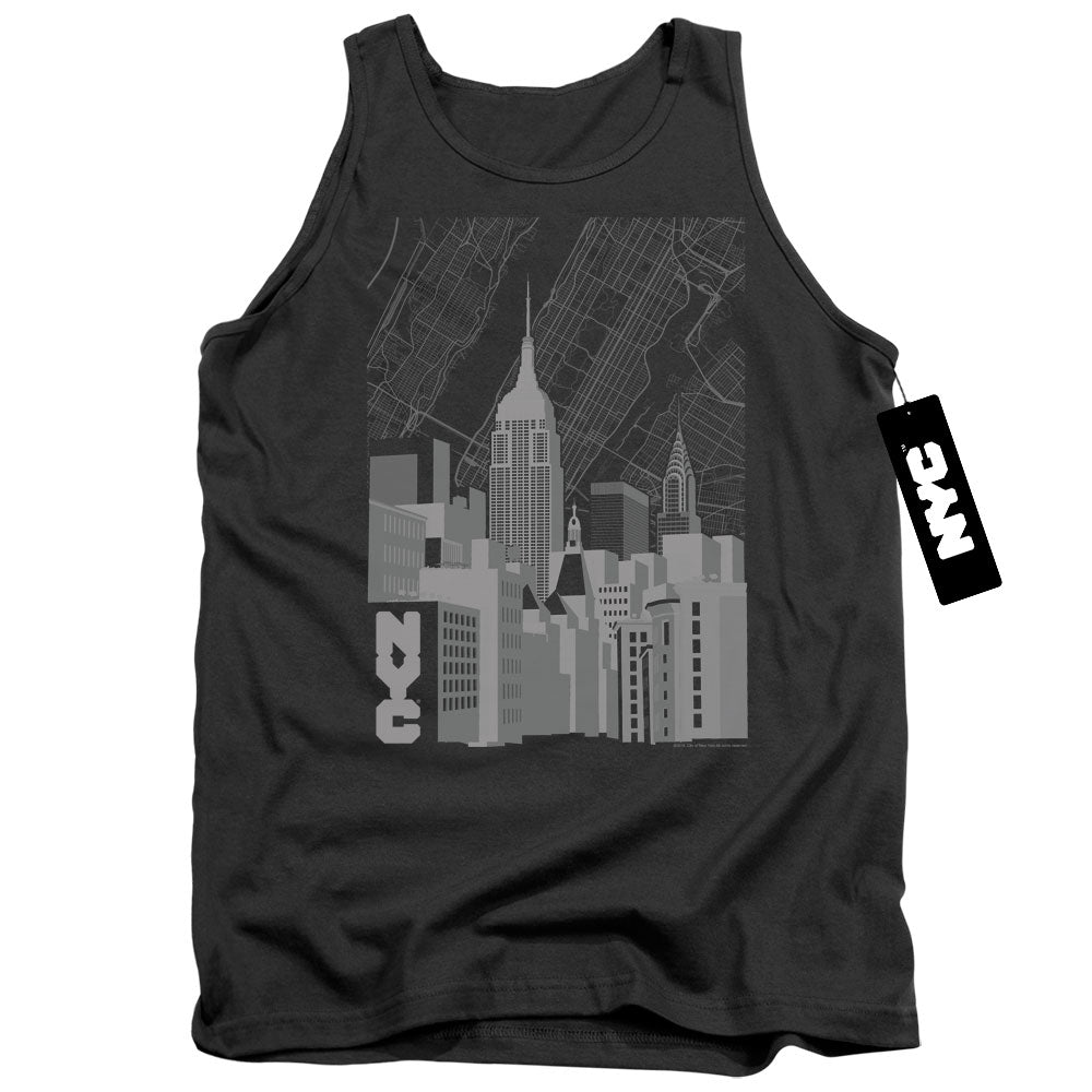 New York City Manhattan Monochrome Mens Tank Top Shirt Charcoal