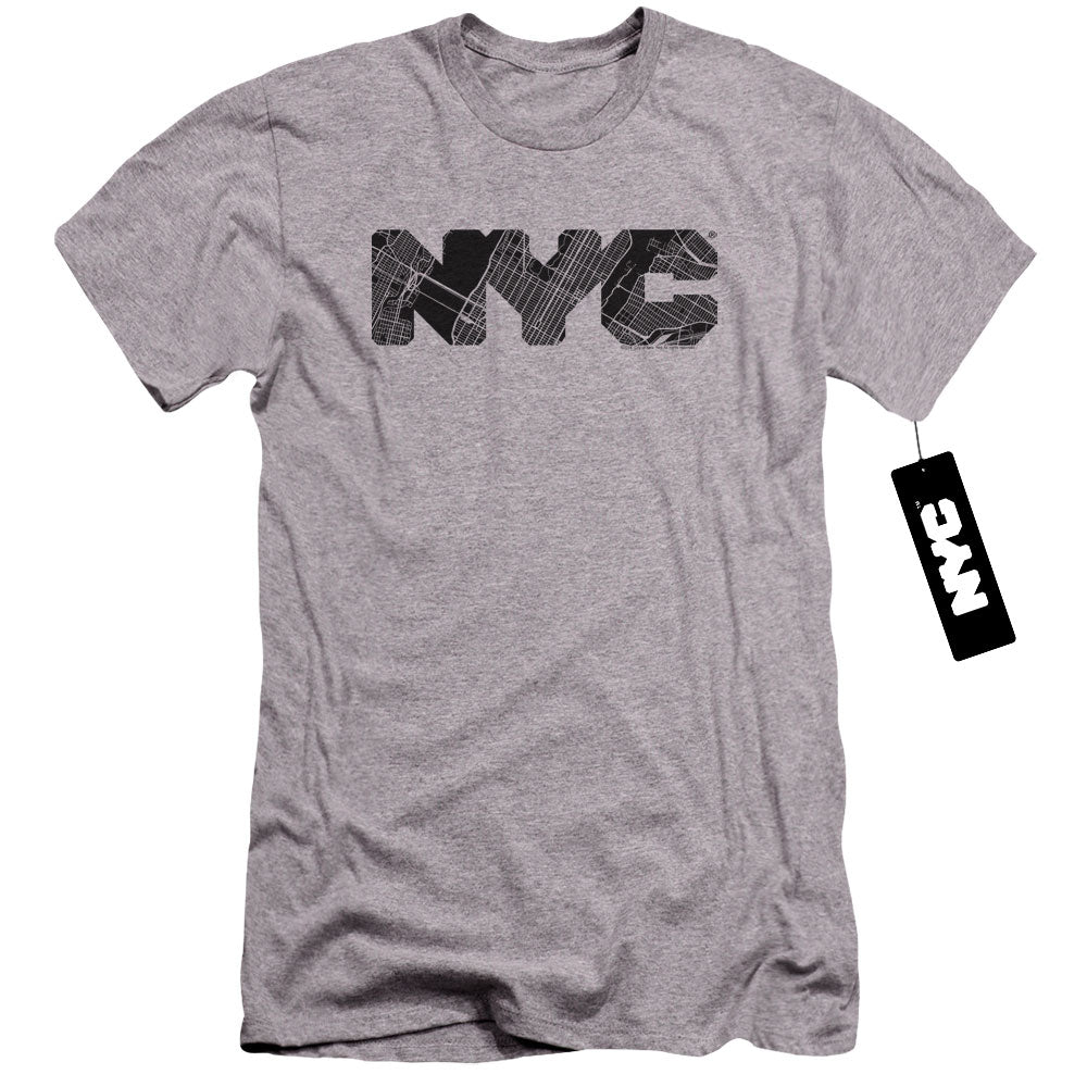 New York City Nyc Map Fill Hbo Premium Bella Canvas Slim Fit Mens T Shirt Athletic Heather