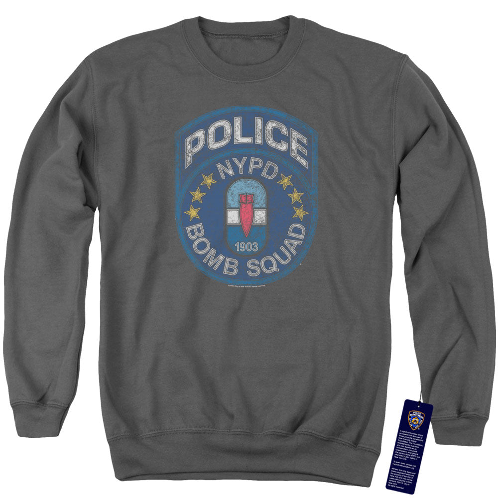 New York City Bomb Squad Mens Crewneck Sweatshirt Charcoal