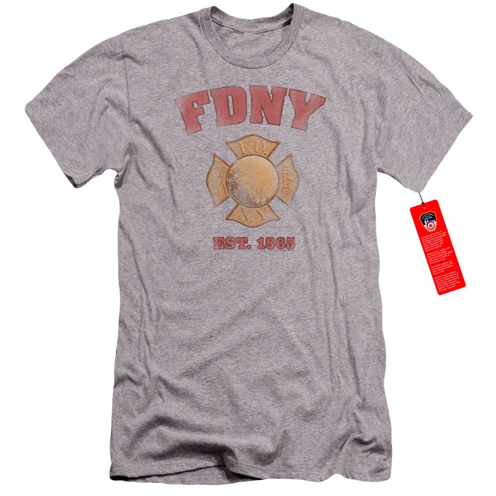 New York City Fdny Vintage Badge Hbo Premium Bella Canvas Slim Fit Mens T Shirt Athletic Heather