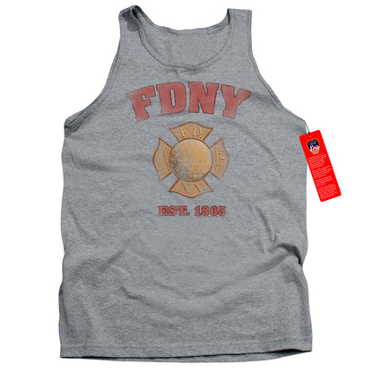 New York City Fdny Vintage Badge Mens Tank Top Shirt Athletic Heather