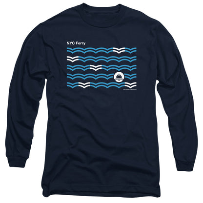 New York City Waves Mens Long Sleeve Shirt Navy