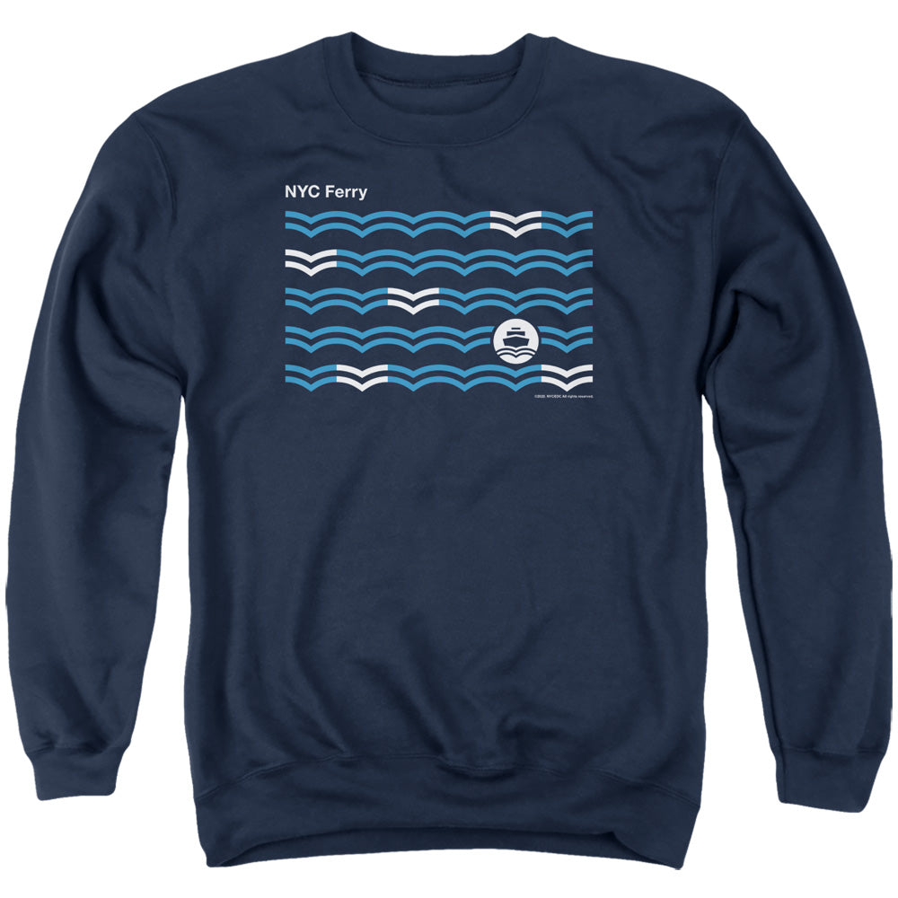 New York City Waves Mens Crewneck Sweatshirt Navy