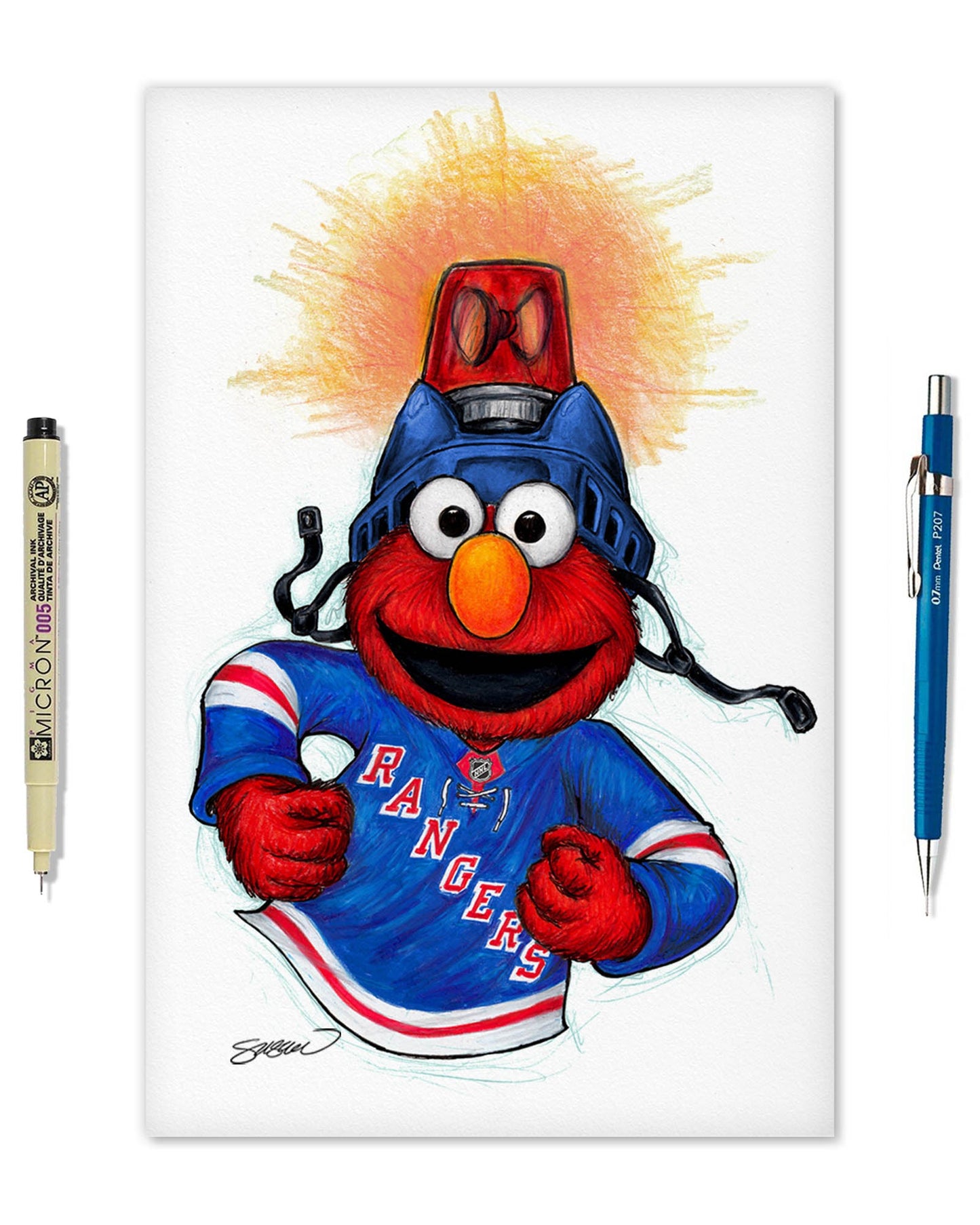 Elmo Loves Goals! x NHL Rangers Limited Edition Art Print