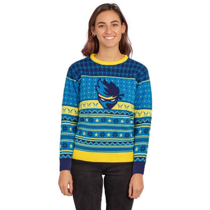 Women's Fortnite Ninja Logo Ugly Christmas Sweater Shurikens Pattern