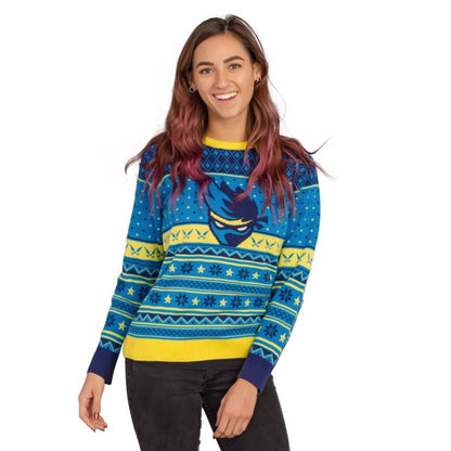 Women's Fortnite Ninja Logo Ugly Christmas Sweater Shurikens Pattern