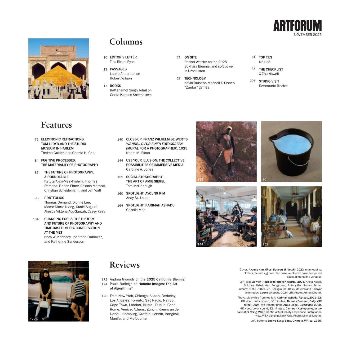 Artforum - November 2025: Photography's Materialities, Ayoung Kim's Futuristic Art,The 2025 California Biennial, Tom Lloyd & The Studio Museum, Karimah Ashadu Redefining Boundaries & More!