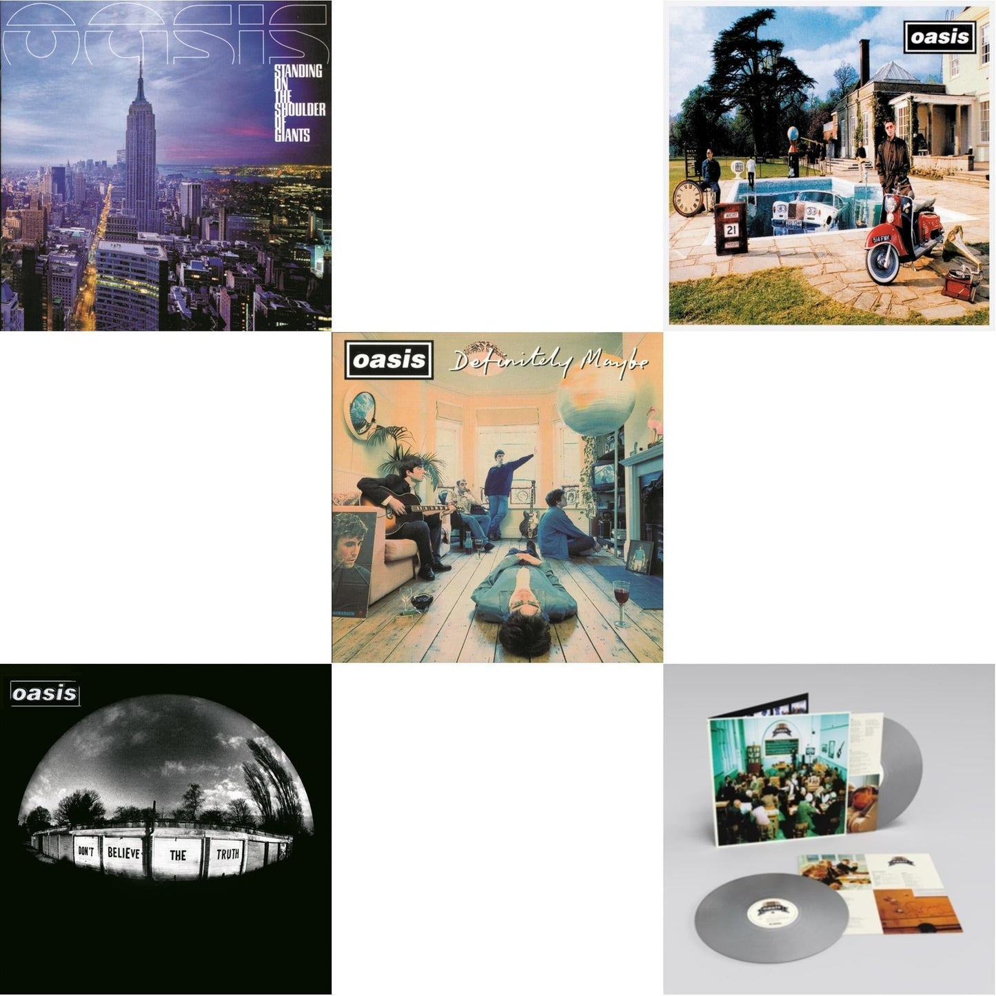 Oasis - Standing On The Shoulder Of Giants & Don't Believe The Truth (180G) & Definitely Maybe & Be Here Now & Masterplan (Remastered Edition) (25Th Anniversary) (Silver Vinyl/2LP)