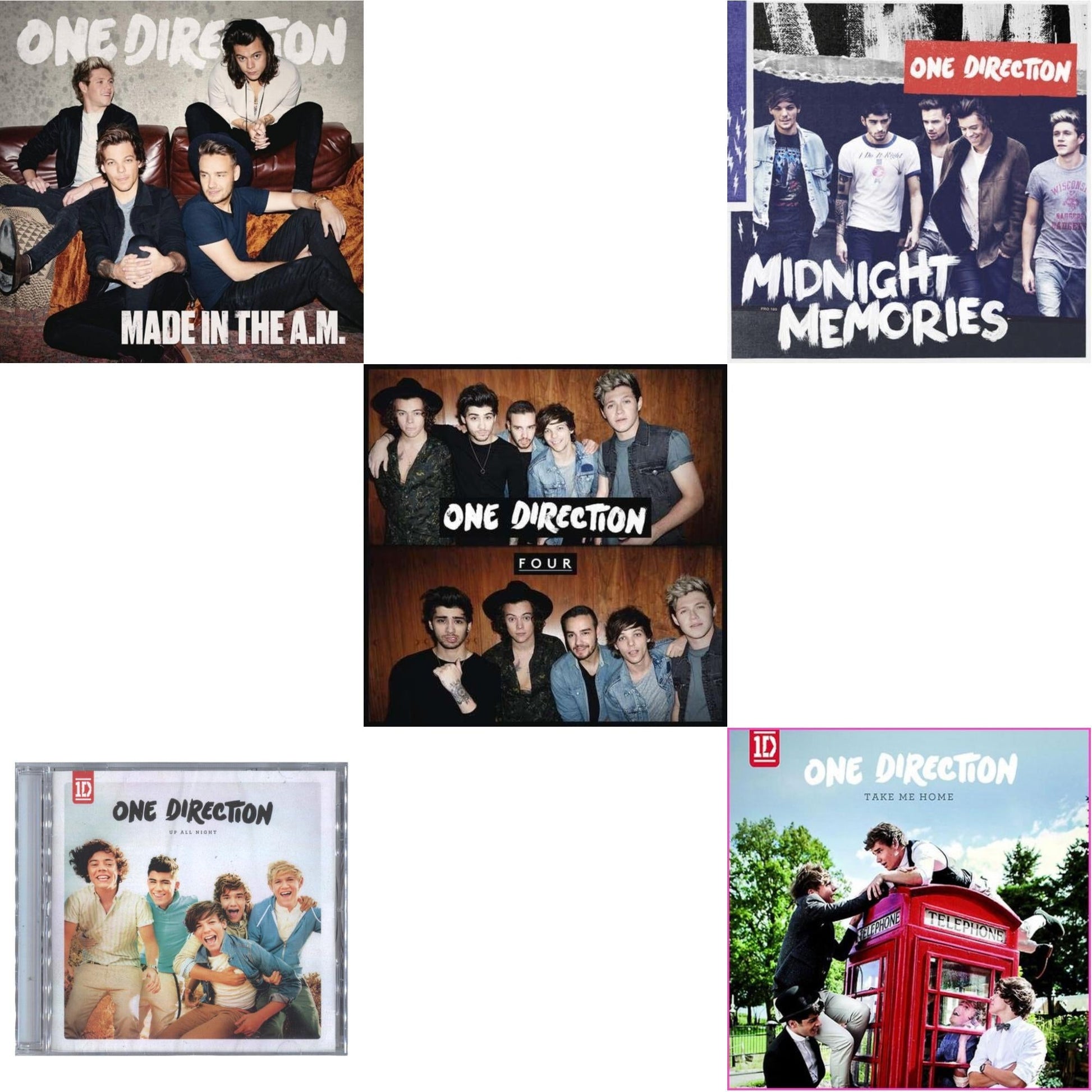 One Direction - Made In The A.M. & Up All Night & Four & Midnight Memories & Take Me Home - CD Bundle