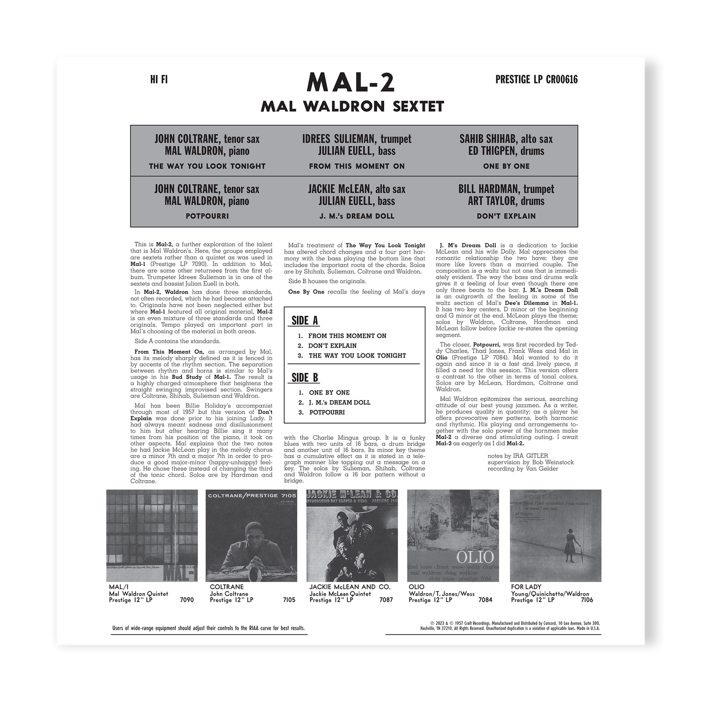 Mal/2 (Original Jazz Classics Series) (180g LP) Vinyl Record