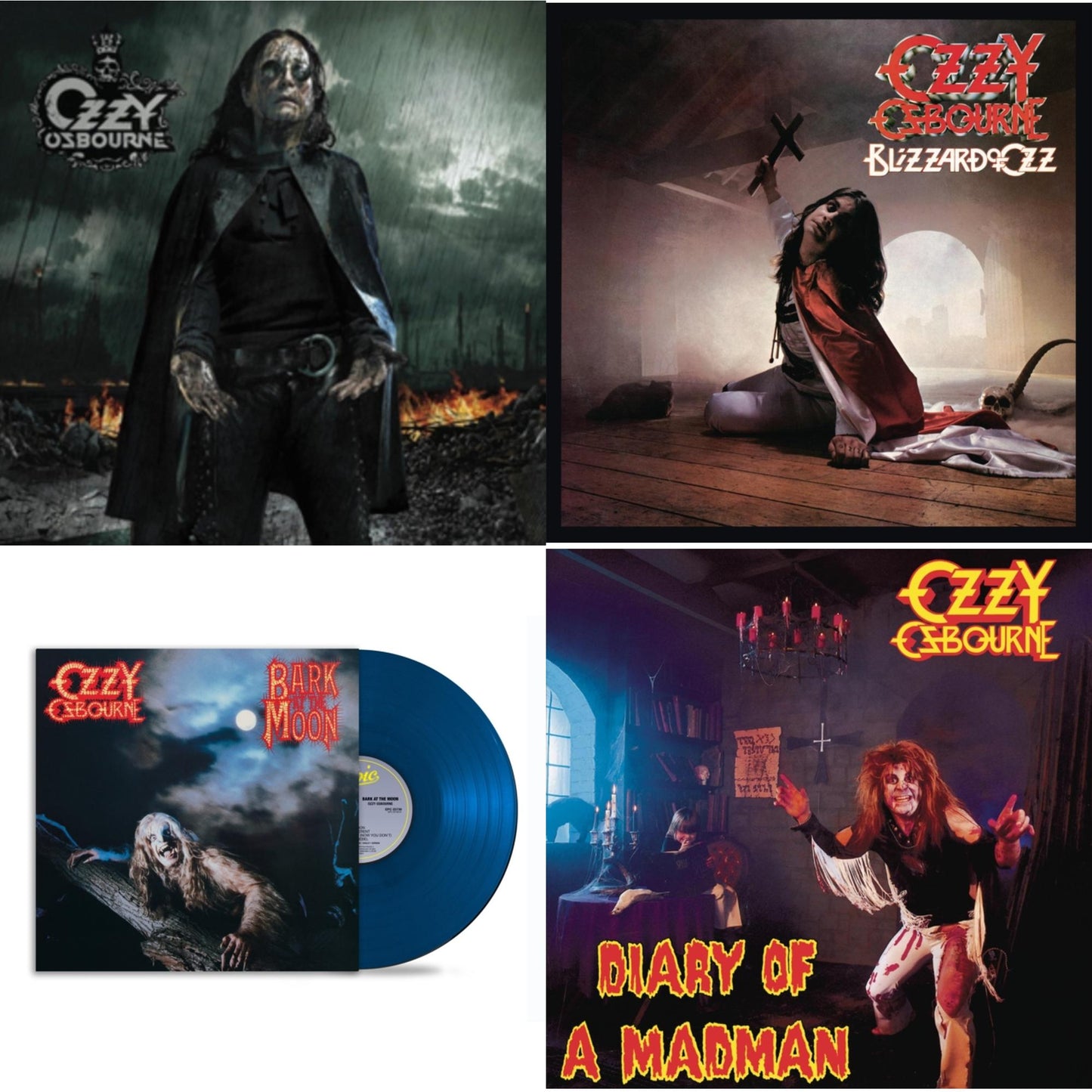 Ozzy Osbourne - Black Rain (2LP) & Bark At The Moon (40Th Anniversary) (Translucent Cobalt Blue LP Vinyl) & Blizzard Of Ozz (180G/30Th Anniversary Legacy Edition) & Diary Of A Madman (180G)