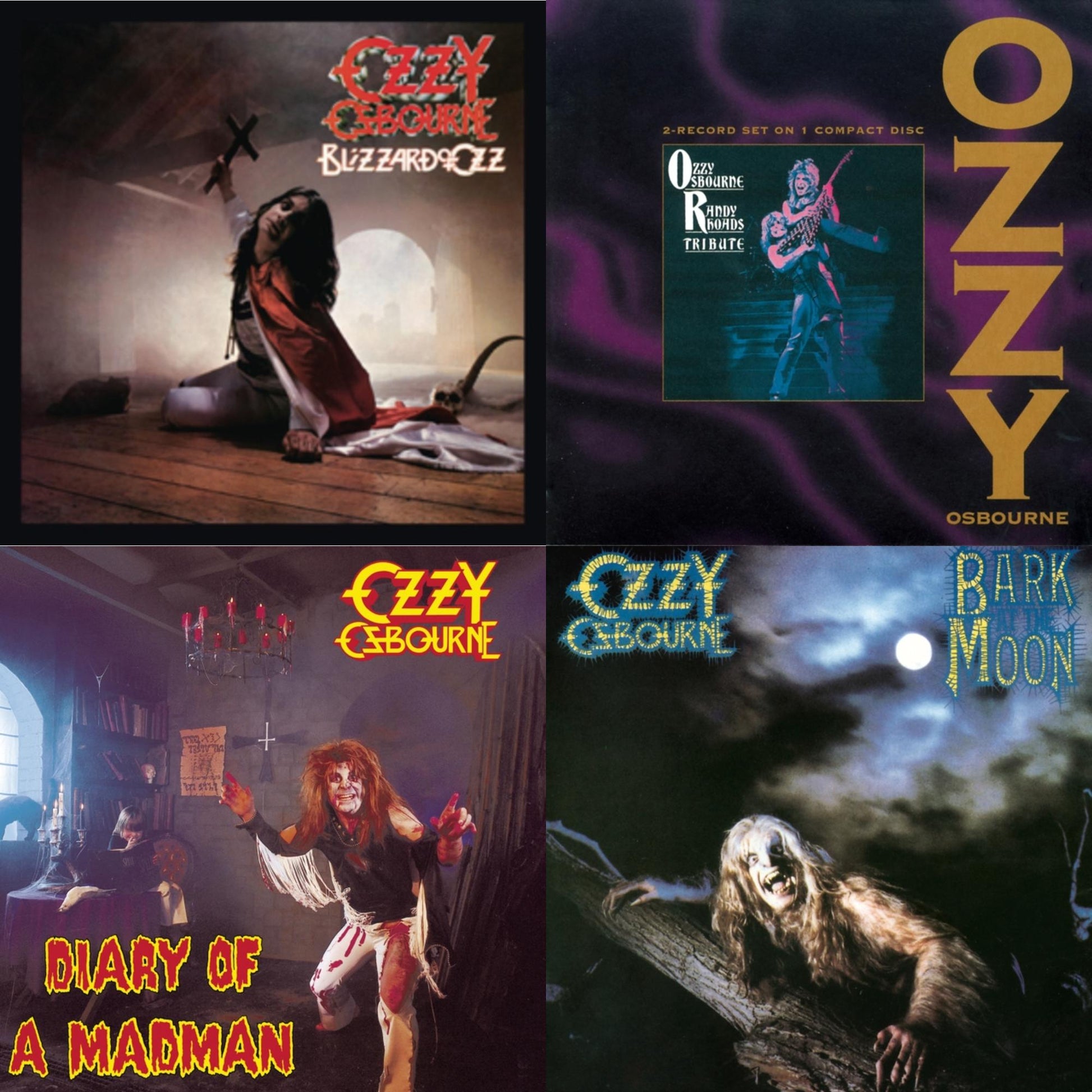 Ozzy Osbourne - Blizzard Of Ozz & Diary Of A Madman & Bark At The Moon & Tribute - CD Bundle