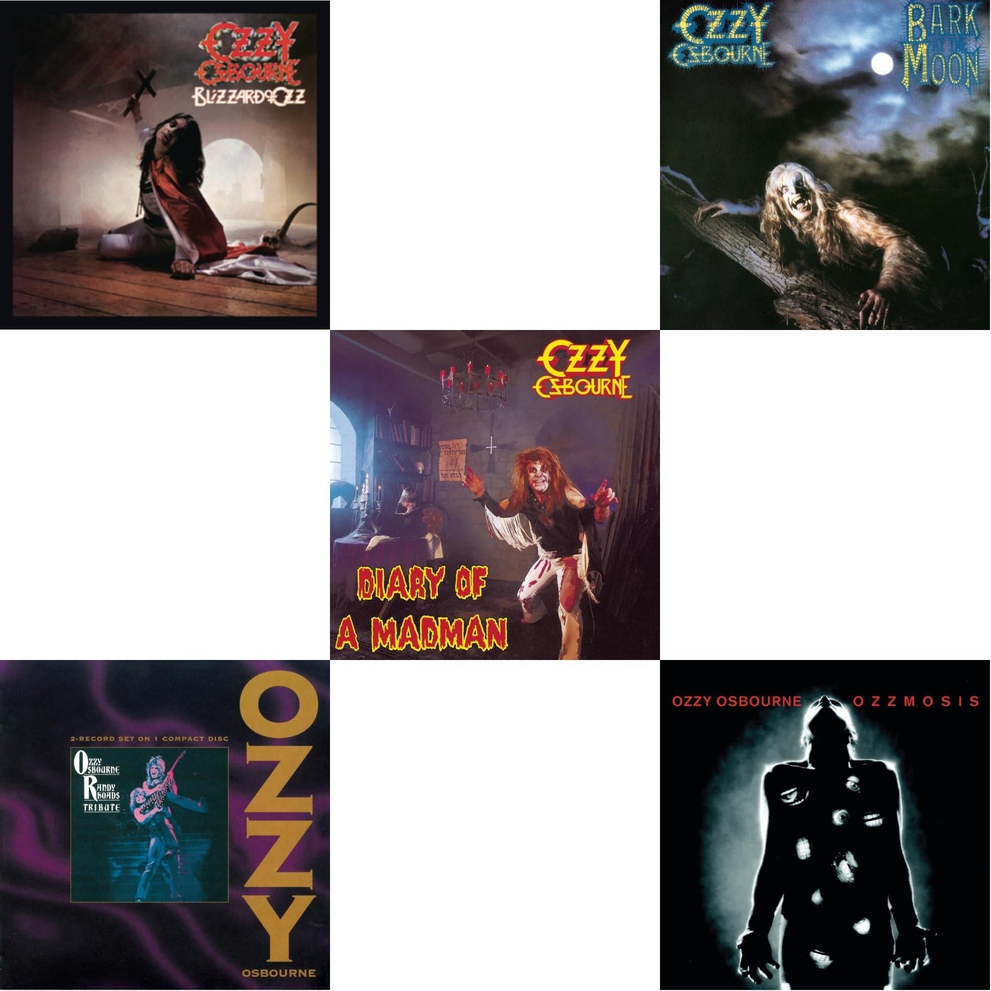 Ozzy Osbourne - Blizzard Of Ozz & Ozzmosis & Diary Of A Madman & Bark At The Moon & Tribute - CD Bundle