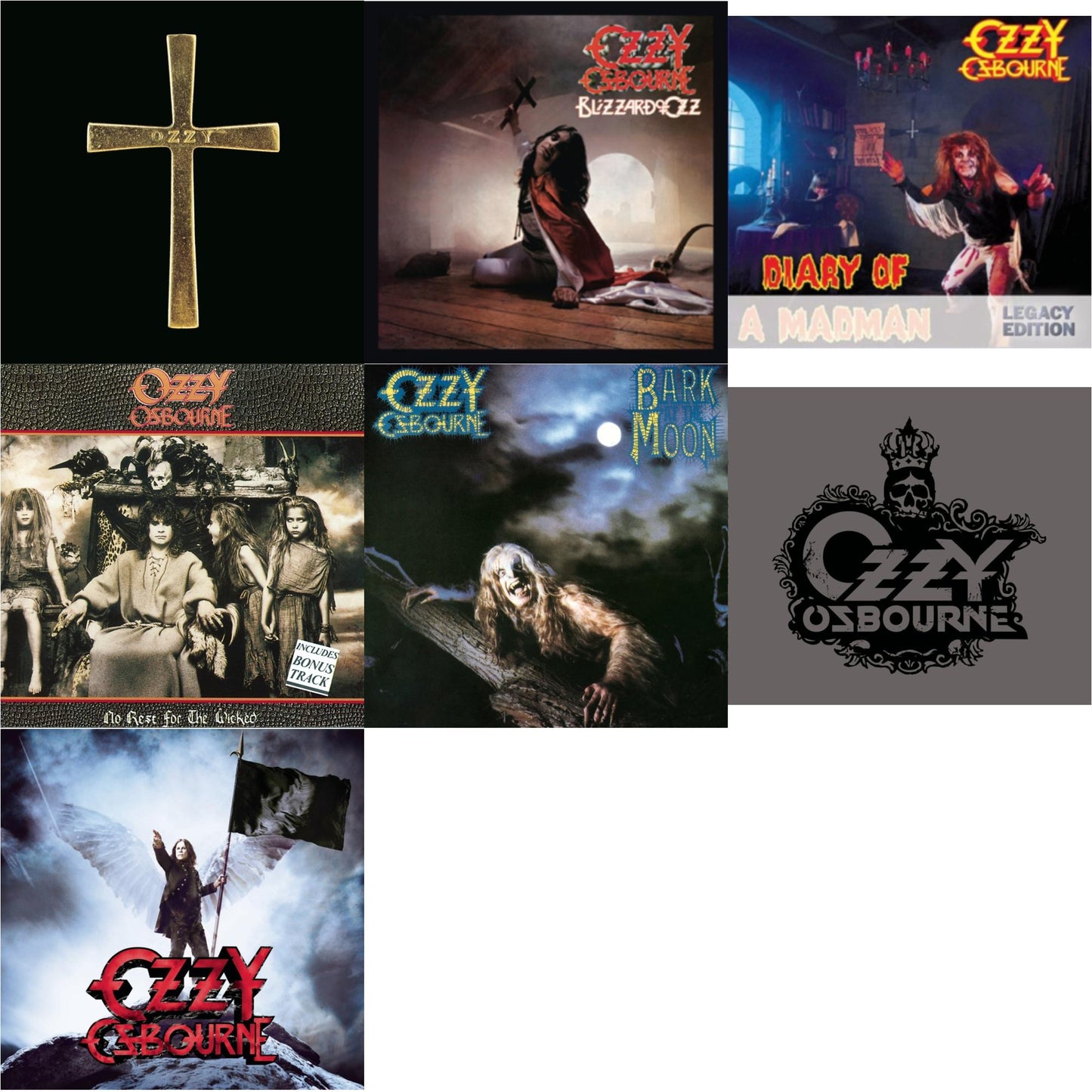 Ozzy Osbourne - Ozzman Cometh & Blizzard Of Ozz & Diary Of A Madman & No Rest For The Wicked & Bark At The Moon & Black Rain & Scream - CD Bundle