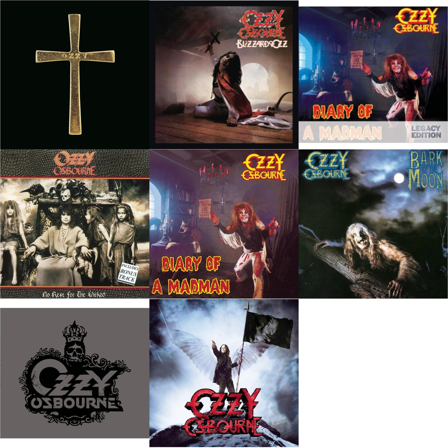 Ozzy Osbourne - Ozzman Cometh & Blizzard Of Ozz & Diary Of A Madman & No Rest For The Wicked & Diary Of A Madman & Bark At The Moon & Black Rain & Scream - CD Bundle