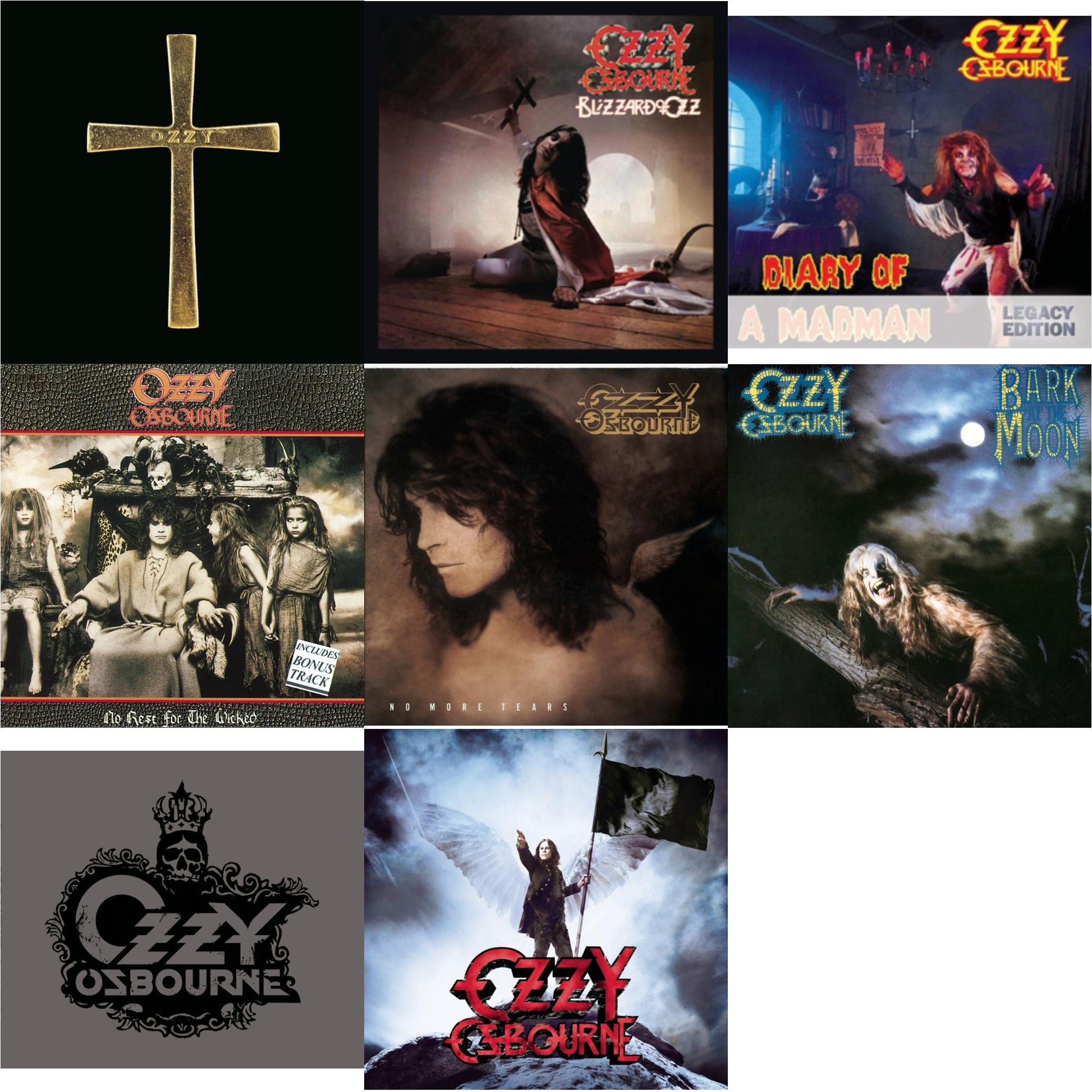 Ozzy Osbourne - Ozzman Cometh & Blizzard Of Ozz & Diary Of A Madman & No Rest For The Wicked & No More Tears & Bark At The Moon & Black Rain & Scream - CD Bundle