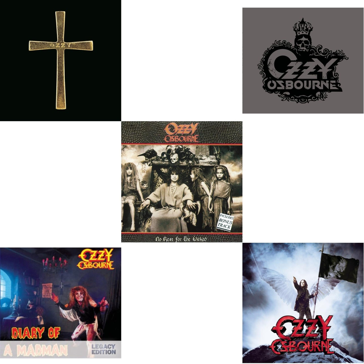 Ozzy Osbourne - Ozzman Cometh & Diary Of A Madman & No Rest For The Wicked & Black Rain & Scream - CD Bundle