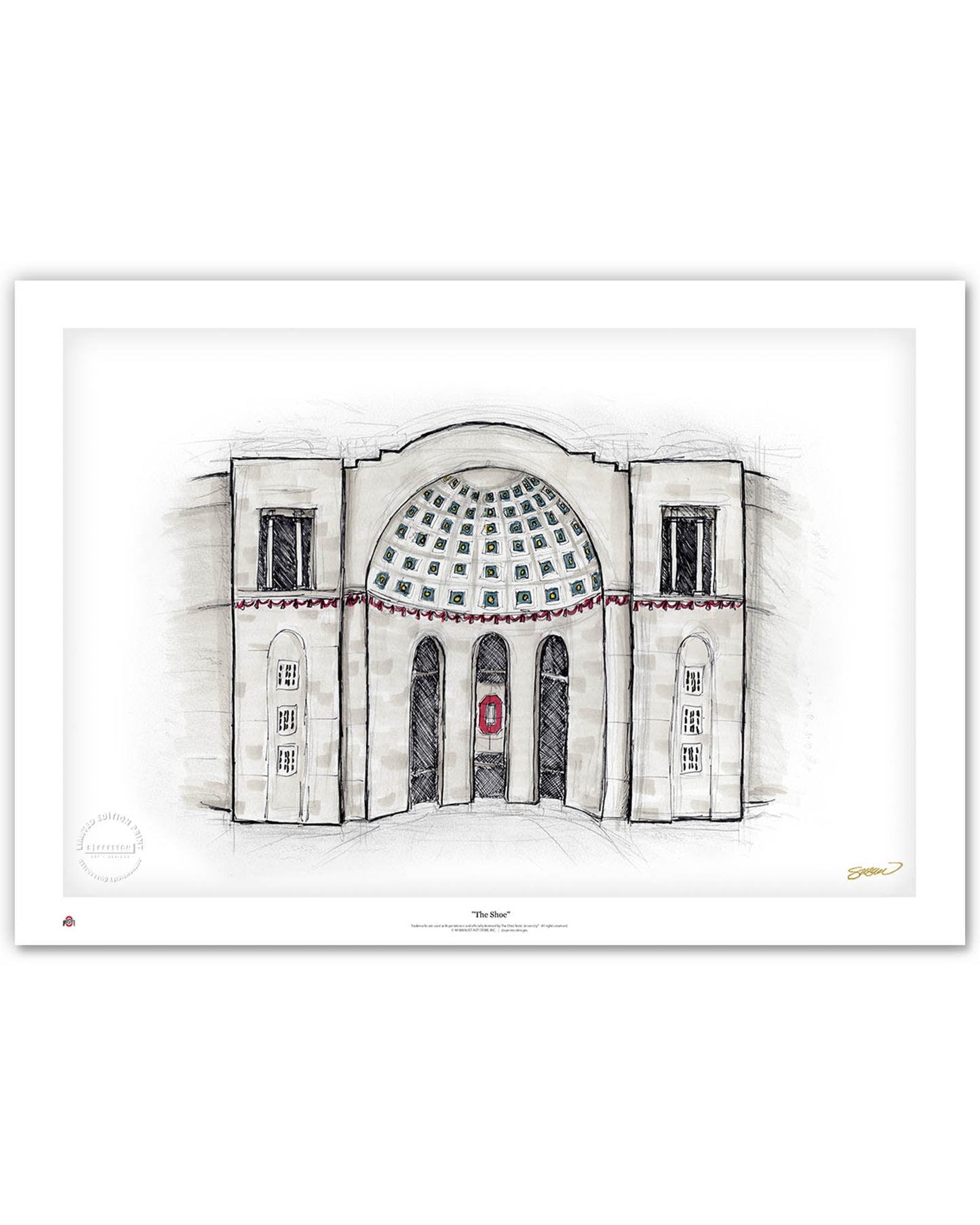 The Shoe - Ohio Stadium Sketch Art Print