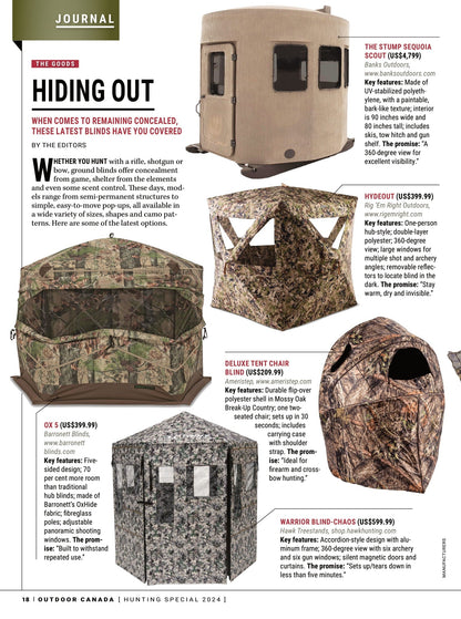 Outdoor Canada – Hunting Special 2024: 5 Moose Tactics, Elk Hunt Essentials, Black Bear Hunting, Hassle-Free Goose Hunts, Strategies, Gear, Destinations, Elk Essentials, Best-Bet Blinds, Trends & More