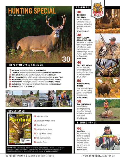 Outdoor Canada – Hunting Special 2024: 5 Moose Tactics, Elk Hunt Essentials, Black Bear Hunting, Hassle-Free Goose Hunts, Strategies, Gear, Destinations, Elk Essentials, Best-Bet Blinds, Trends & More