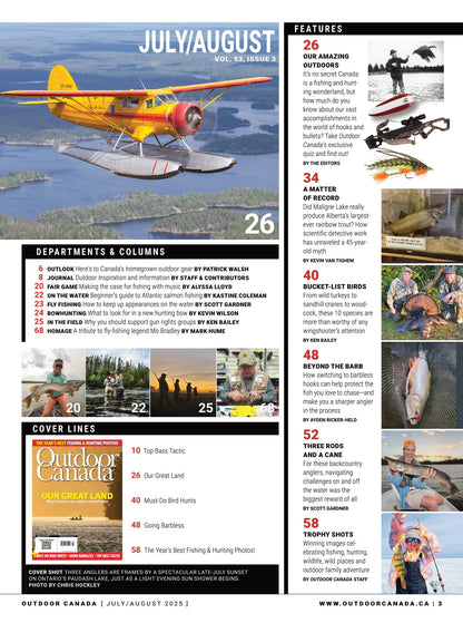 Outdoor Canada - Summer 2025: Our Great Land, Canada’s Wild Landscapes & Greatest Outdoor Achievements, Best Barbless Fishing Techniques, Essential Bird Hunts, Must-Do Bucket-List Destinations & More!