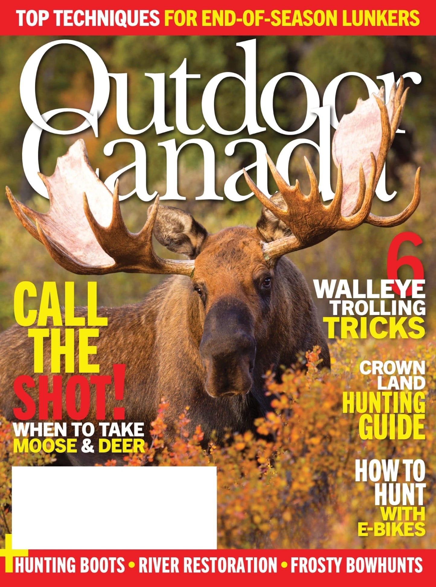 Outdoor Canada – Fall 2024: Crown Land Hunting Guide, Top Techniques For End-Of-Season Lunkers, How To Hunt With E-Bikes, When To Call The Shots Moose & Deers, 6 Walleye Trolling Tricks & More!