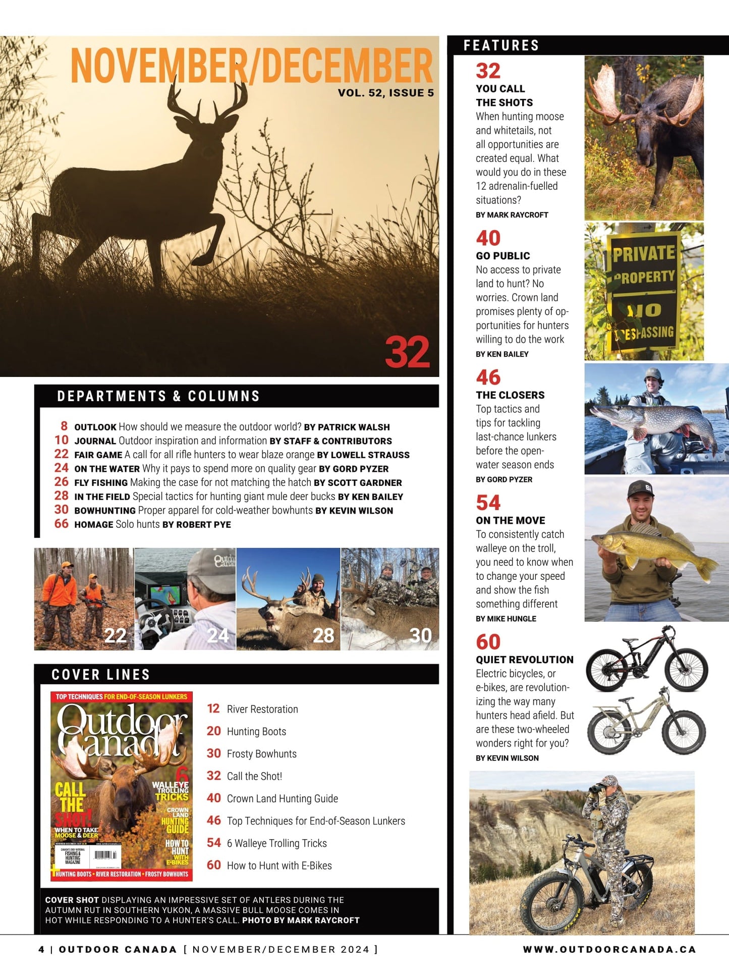 Outdoor Canada – Fall 2024: Crown Land Hunting Guide, Top Techniques For End-Of-Season Lunkers, How To Hunt With E-Bikes, When To Call The Shots Moose & Deers, 6 Walleye Trolling Tricks & More!