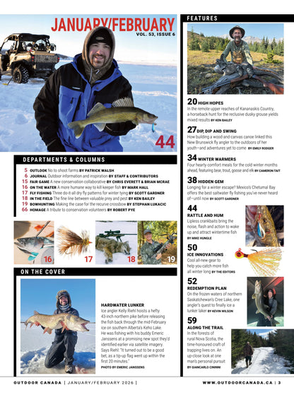 Outdoor Canada - Winter 2026: Hardwater Ice Fishing Special, Lipless Crankbaits, Canoe Making, Life Of A Trapper, Dusky Grouse Hunting, Snowmobile Adventures, Mexico's Fly-Fishing Secret & More!