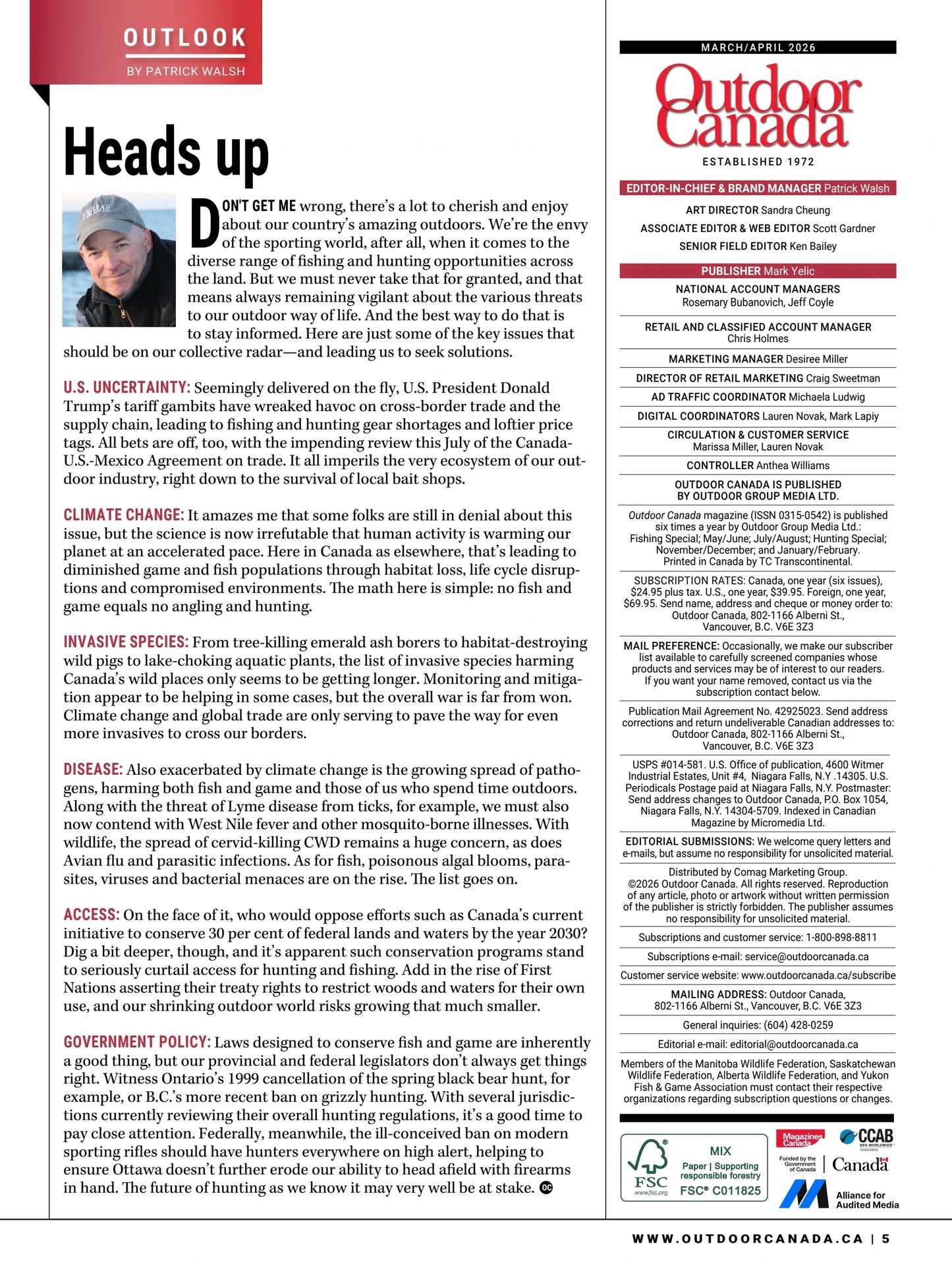 Outdoor Canada - Fishing Special 2026: All-New Tackle Guide, 15 Select Hot Spots, Top Pro Tips, Bowfishing Gear, Backcountry DIY, Monsters Of Mackenzie, Fishing Boats & More!