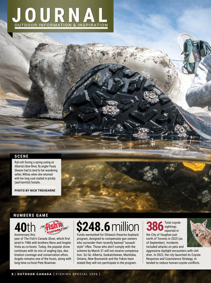 Outdoor Canada - Fishing Special 2026: All-New Tackle Guide, 15 Select Hot Spots, Top Pro Tips, Bowfishing Gear, Backcountry DIY, Monsters Of Mackenzie, Fishing Boats & More!