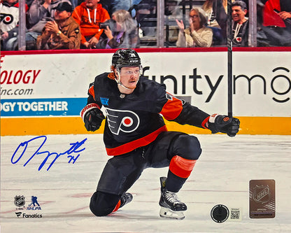 Owen Tippett Knee Celebration Philadelphia Flyers Autographed 16" x 20" Hockey Photo