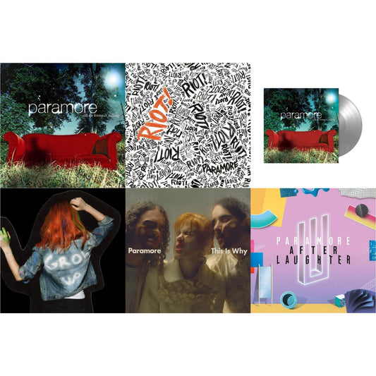 Paramore - Paramore (2LP) & This Is Why & All We Know Is Falling (Silver LP Vinyl) & Riot! (Fbr 25Th Anniversary Edtion/Silver LP Vinyl) & After Laughter (Black & White Marble LP Vinyl/Dl Card) (I) & All We Know Is Falling