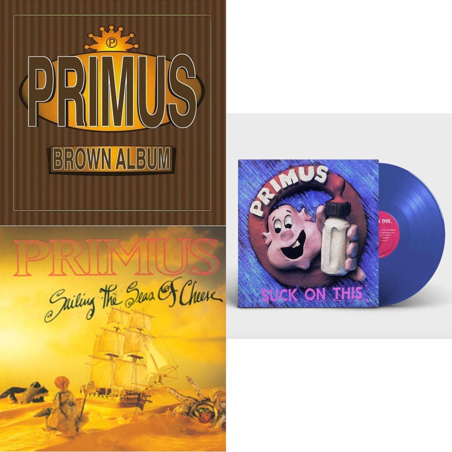 Primus - Suck On This (Cobalt Blue LP Vinyl/Remastered/Reissue) & Sailing Seas Of Cheese & Brown Album (2LP)