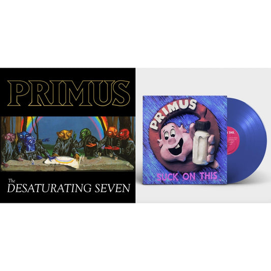Primus - Suck On This (Cobalt Blue LP Vinyl/Remastered/Reissue) & Desaturating Seven (7Th Anniversary) (Midnight Rainbow Splatter LP Vinyl)