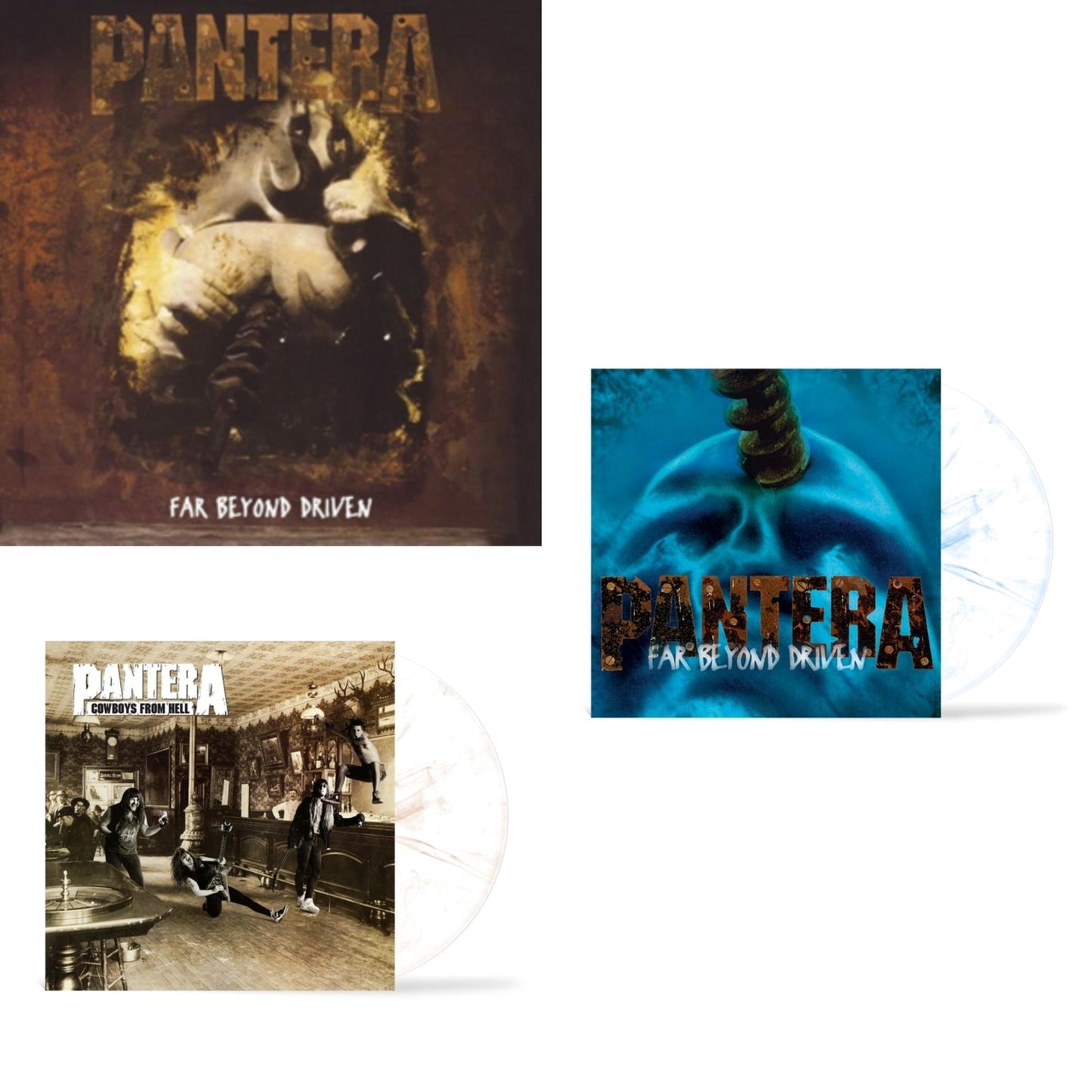 Pantera - Far Beyond Driven (Marbled Yellow LP Vinyl) (I) & Cowboys From Hell (Marbled Brown LP Vinyl) (I) & Far Beyond Driven