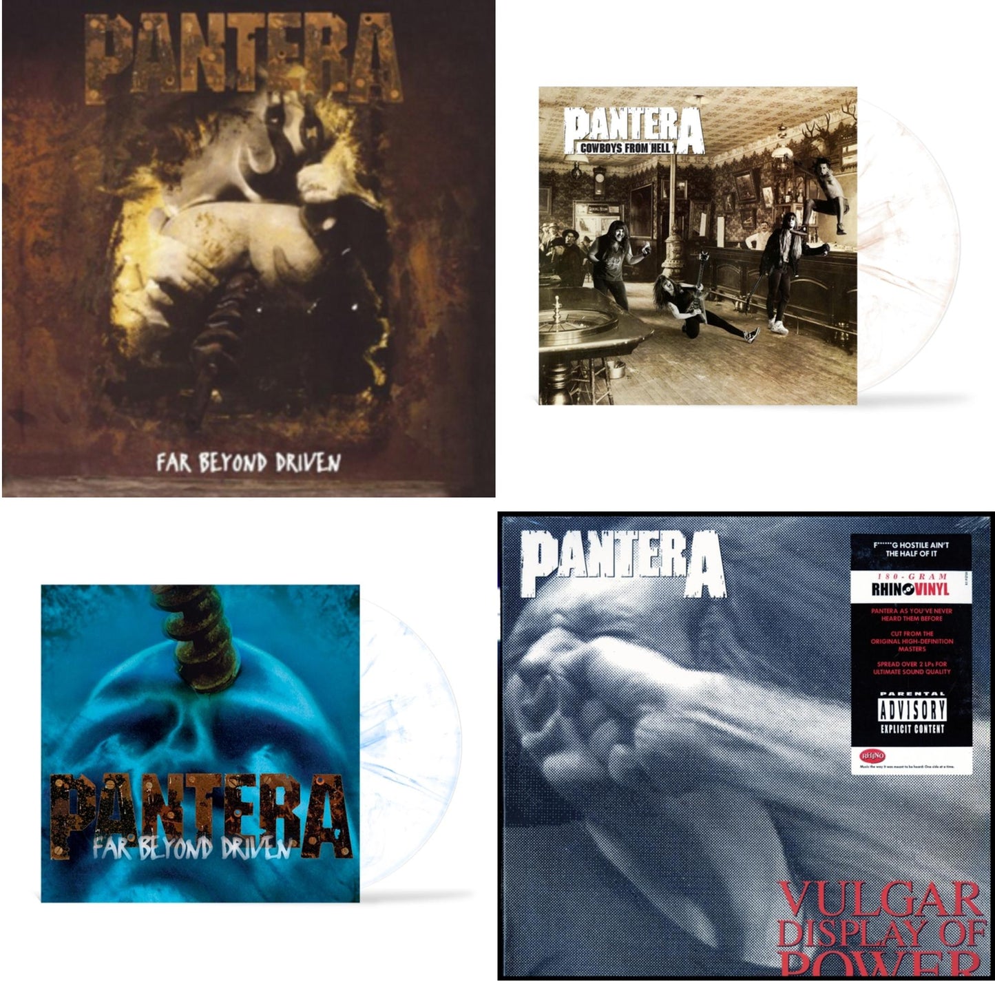 Pantera - Far Beyond Driven (Marbled Yellow LP Vinyl) (I) & Cowboys From Hell (Marbled Brown LP Vinyl) (I) & Vulgar Display Of Power & Far Beyond Driven