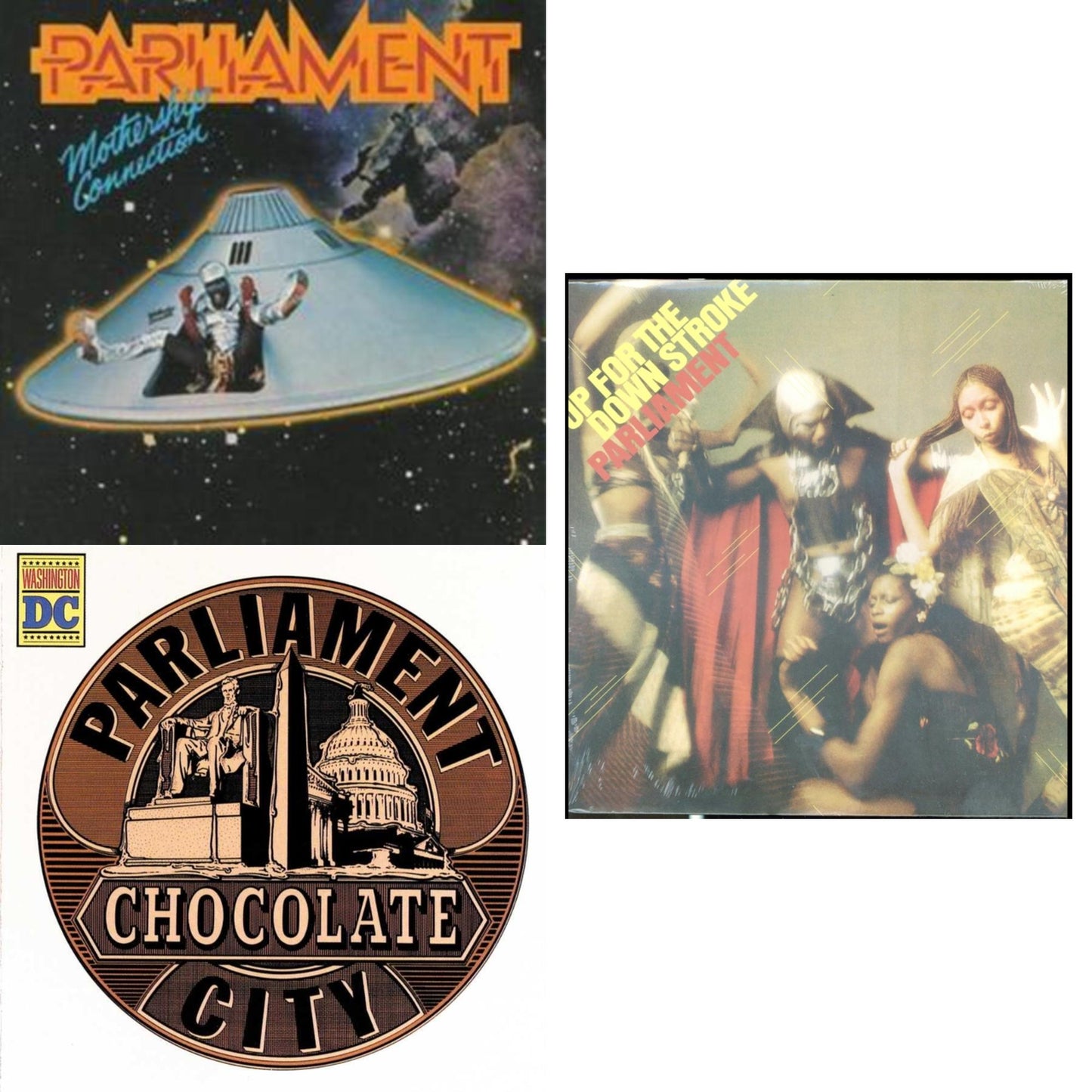 Parliament - Mothership Connection & Chocolate City (150G) & Up For The Down Stroke (150G) - LP Vinyl Bundle