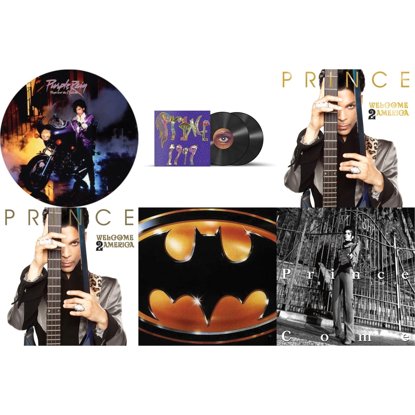 Prince - Purple Rain Ost (Picture Disc) & Welcome 2 America (2LP) & 1999 (X) & Welcome 2 America (Deluxe/2LP/CD/Blu-Ray) & Come & Batman Ost