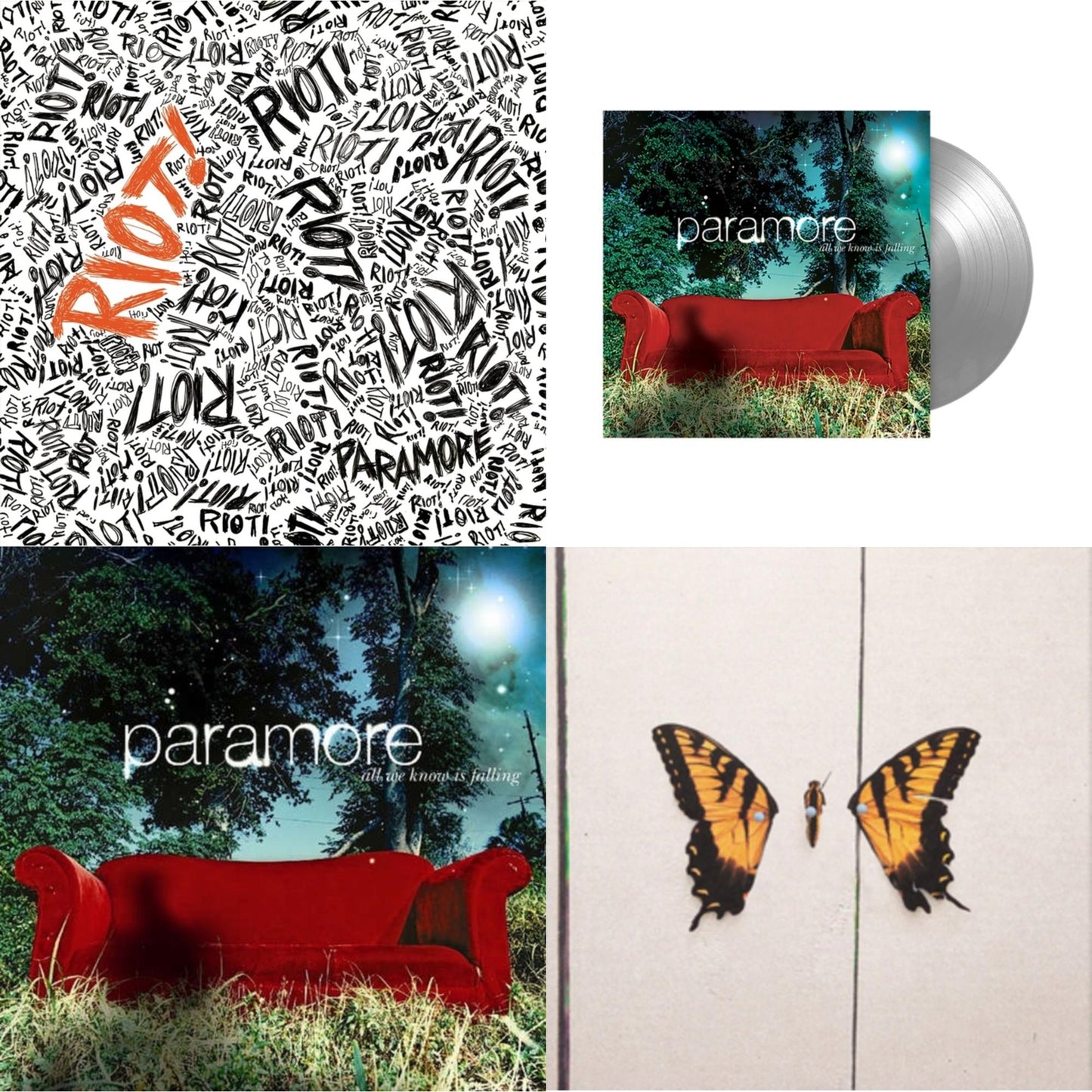 Paramore - All We Know Is Falling (Silver LP Vinyl) & Riot! (Fbr 25Th Anniversary Edtion/Silver LP Vinyl) & All We Know Is Falling & Brand New Eyes