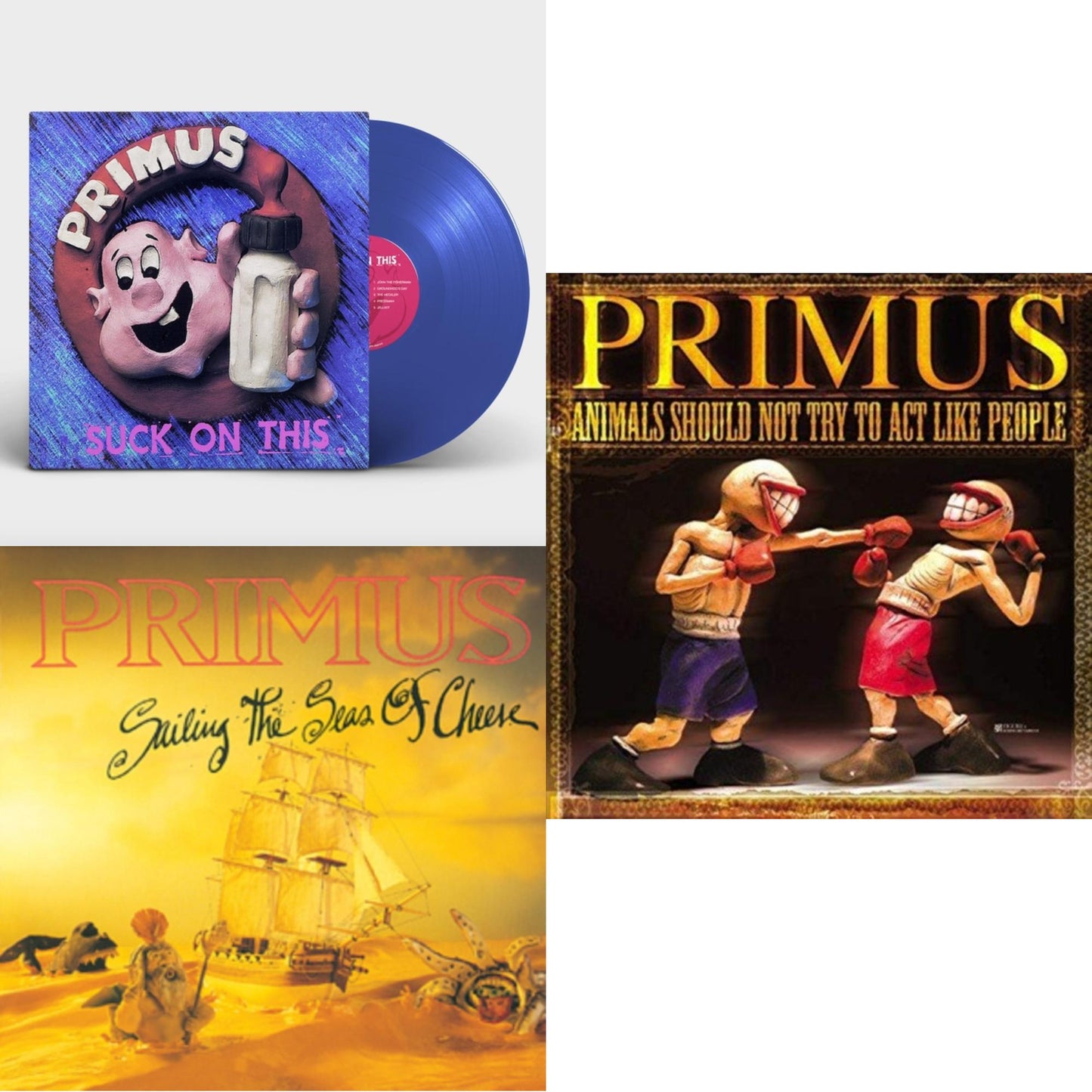 Primus - Suck On This (Cobalt Blue LP Vinyl/Remastered/Reissue) & Sailing Seas Of Cheese & Animals Should Not Try To Act Like People