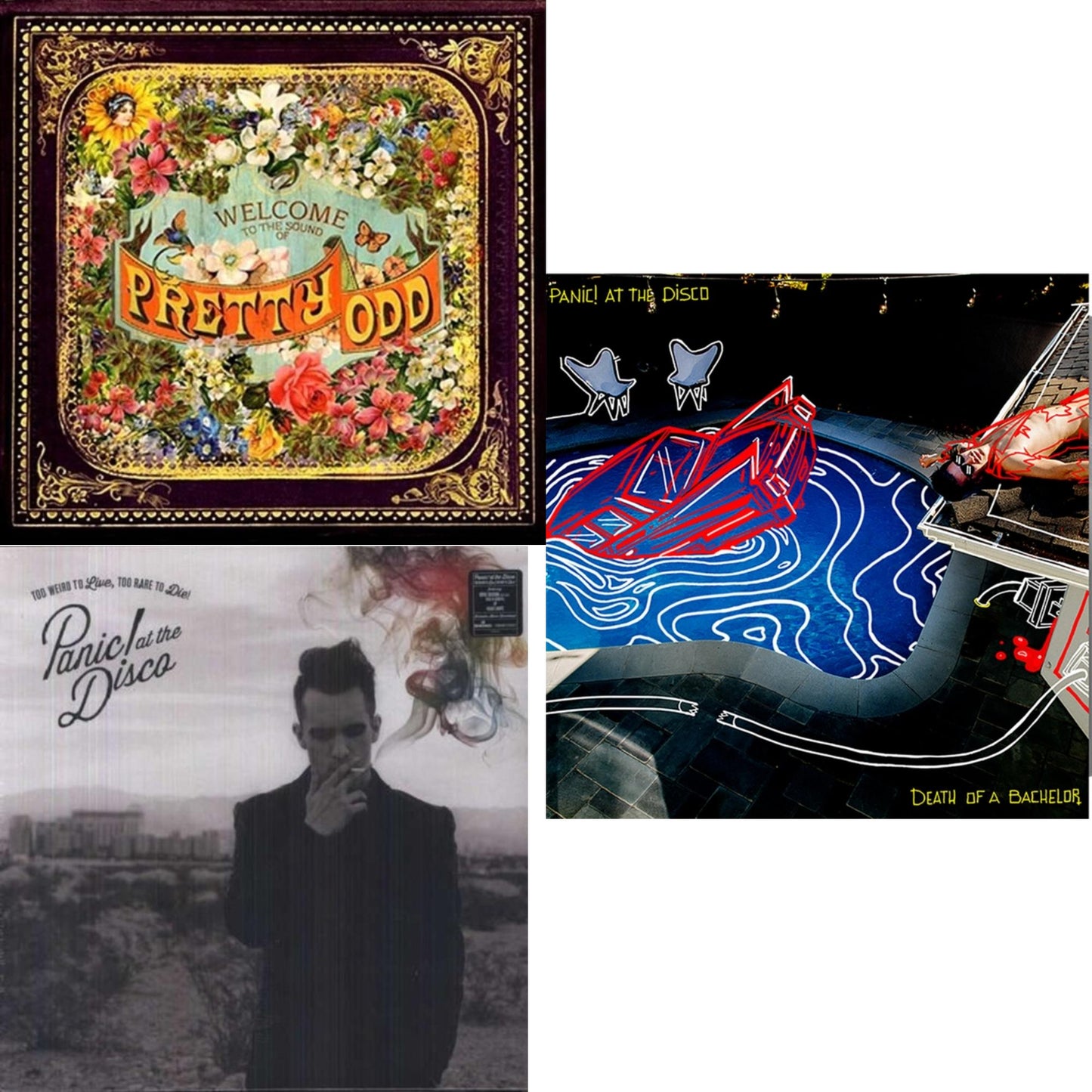 Panic! At The Disco - Death Of A Bachelor (Fbr 25Th Anniversary/Silver LP Vinyl) & Too Weird To Live Too Rare To Die & Pretty Odd