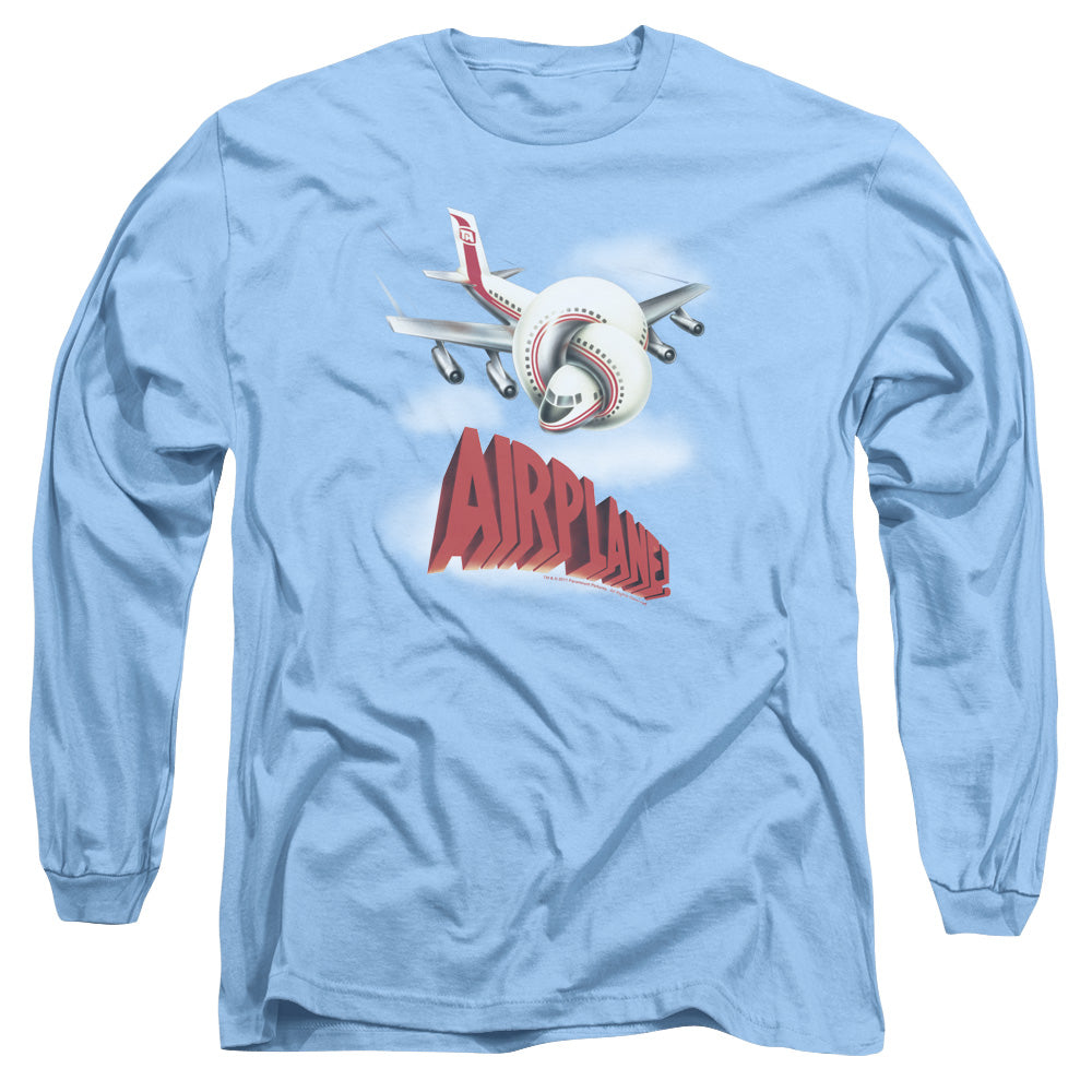 Airplane Logo Mens Long Sleeve Shirt Carolina Blue