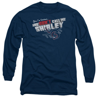 Airplane Dont Call Me Shirley Mens Long Sleeve Shirt Navy